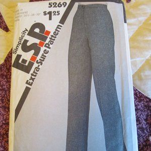 Vtg 1980s PANTS Simplicity Sewing Pattern 5269 ESP (Extra Sure easy)